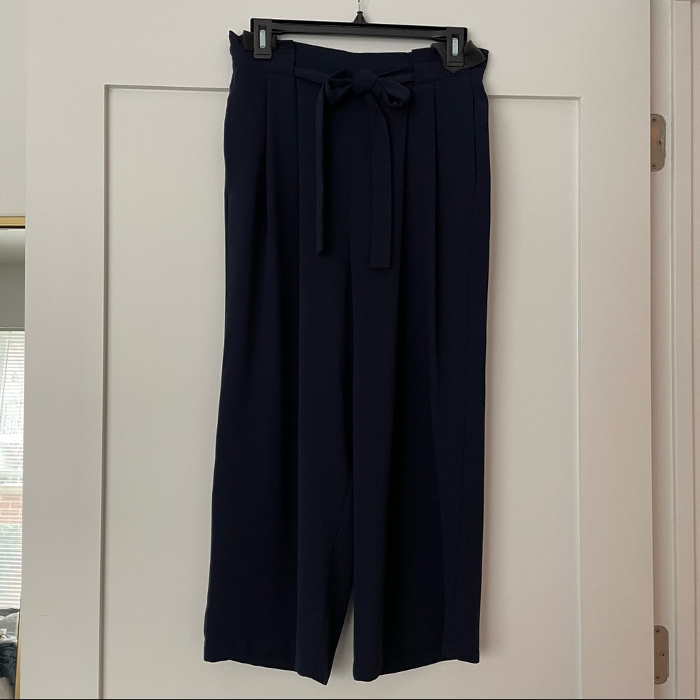Zara - Cropped Culotte Pants - Navy - Size M